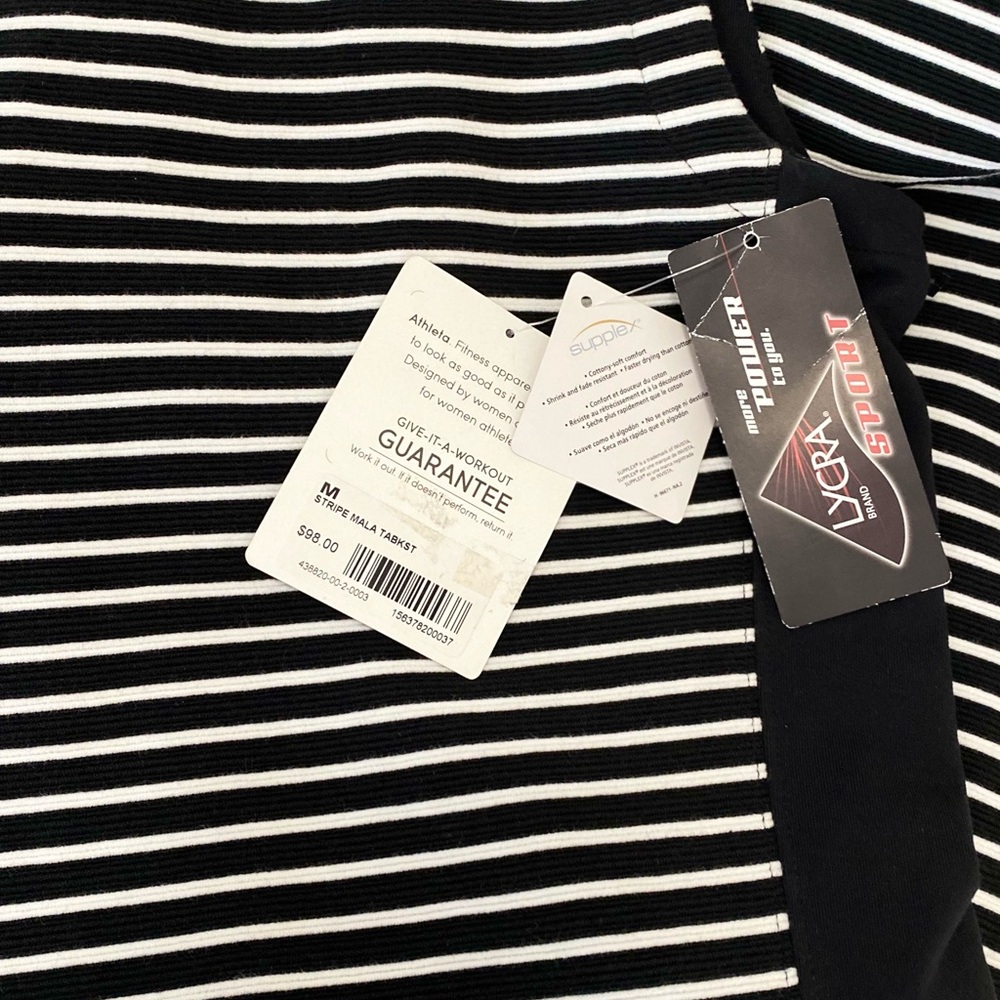 New Athleta Mala Black/White Scoop Back Sleeveless Tank Dress. NWT - Picture 6 of 9